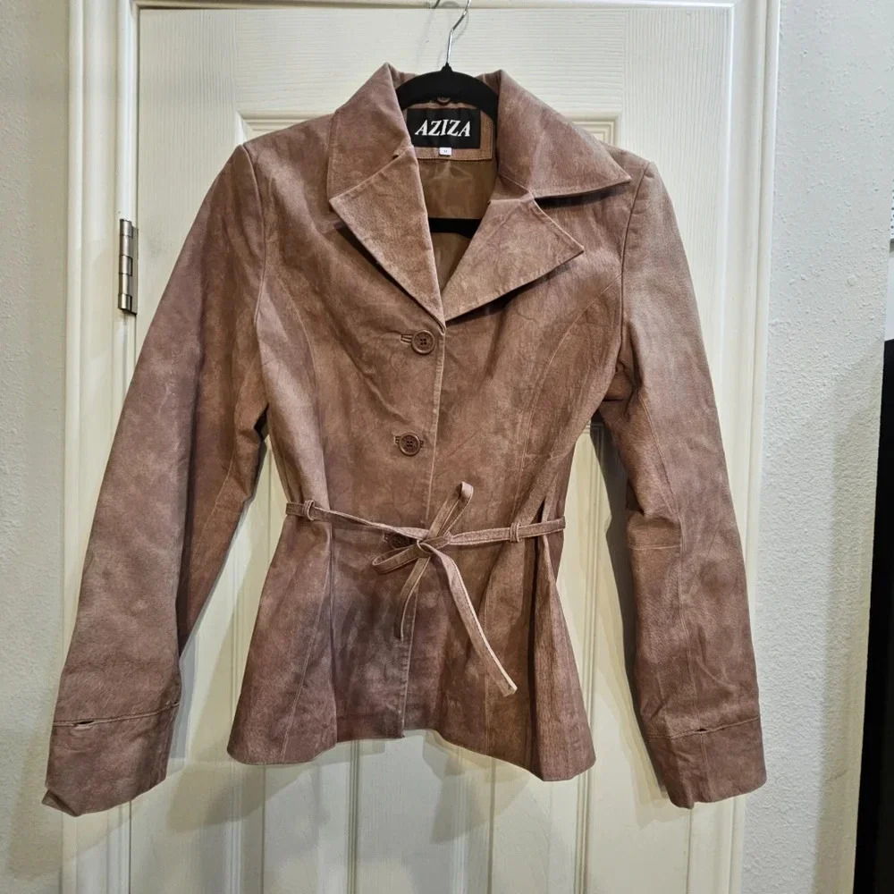 Vintage Taupe Leather Jacket